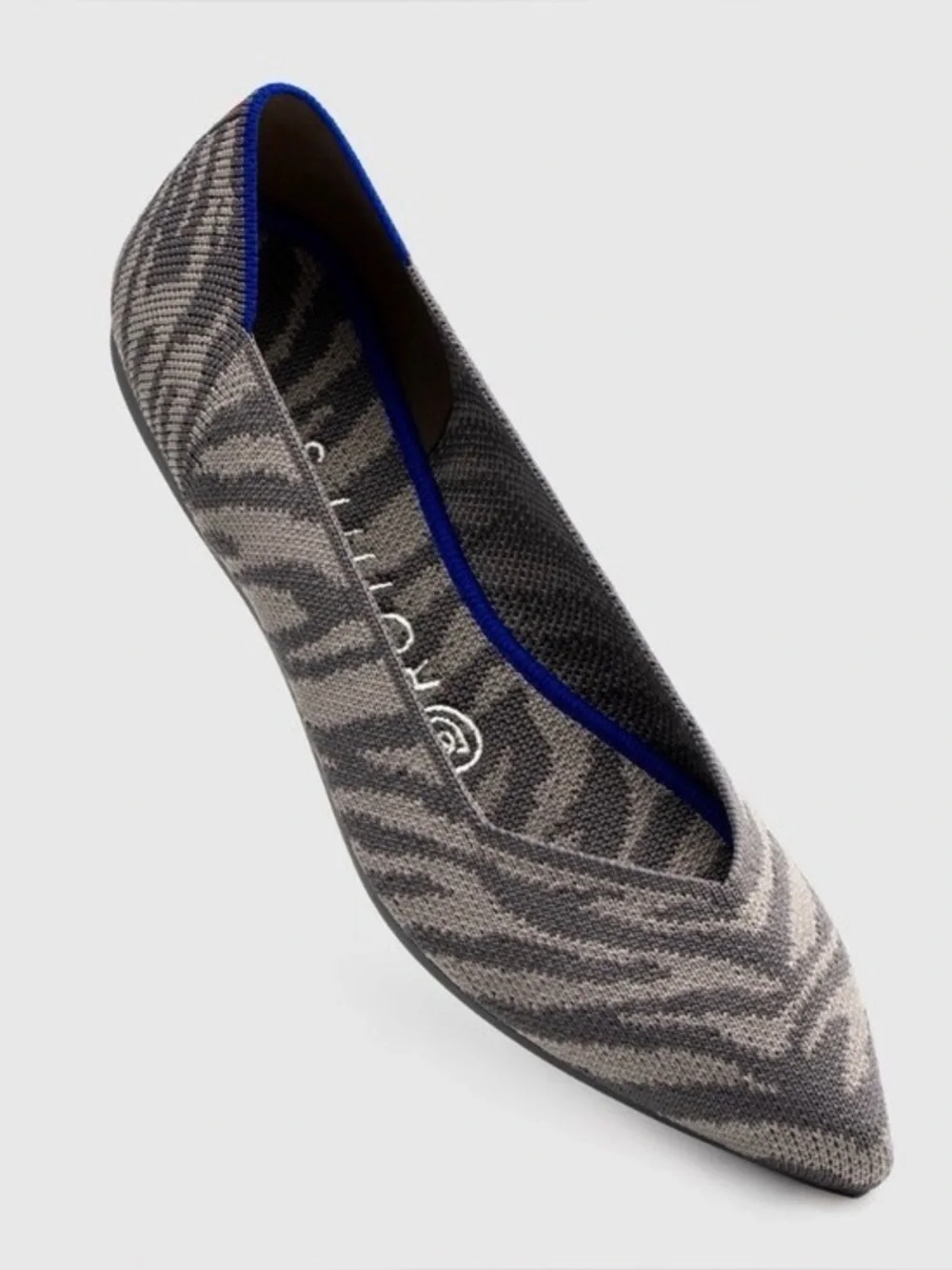 NEW ROTHY'S The Point Flats in Grey Zebra Animal Print Career Women’s Size 8